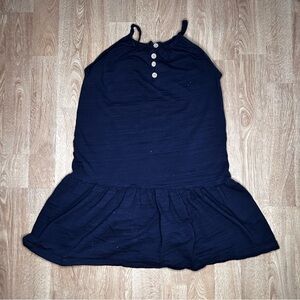 Cup of sweet 20’s style Navy Blue Sleeveless Dress with Button Detail